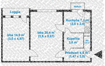 RealityDS - PREDAJ 2-izbového bytu, balkón+loggia, Komárnická